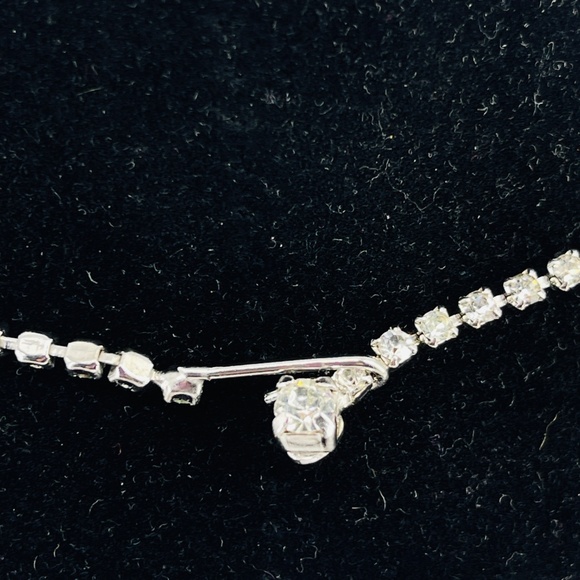 Wiesner Signed Tennis Necklace Rhinestone Crystal 15" Silver Tone MCM VTG RARE - Picture 6 of 16